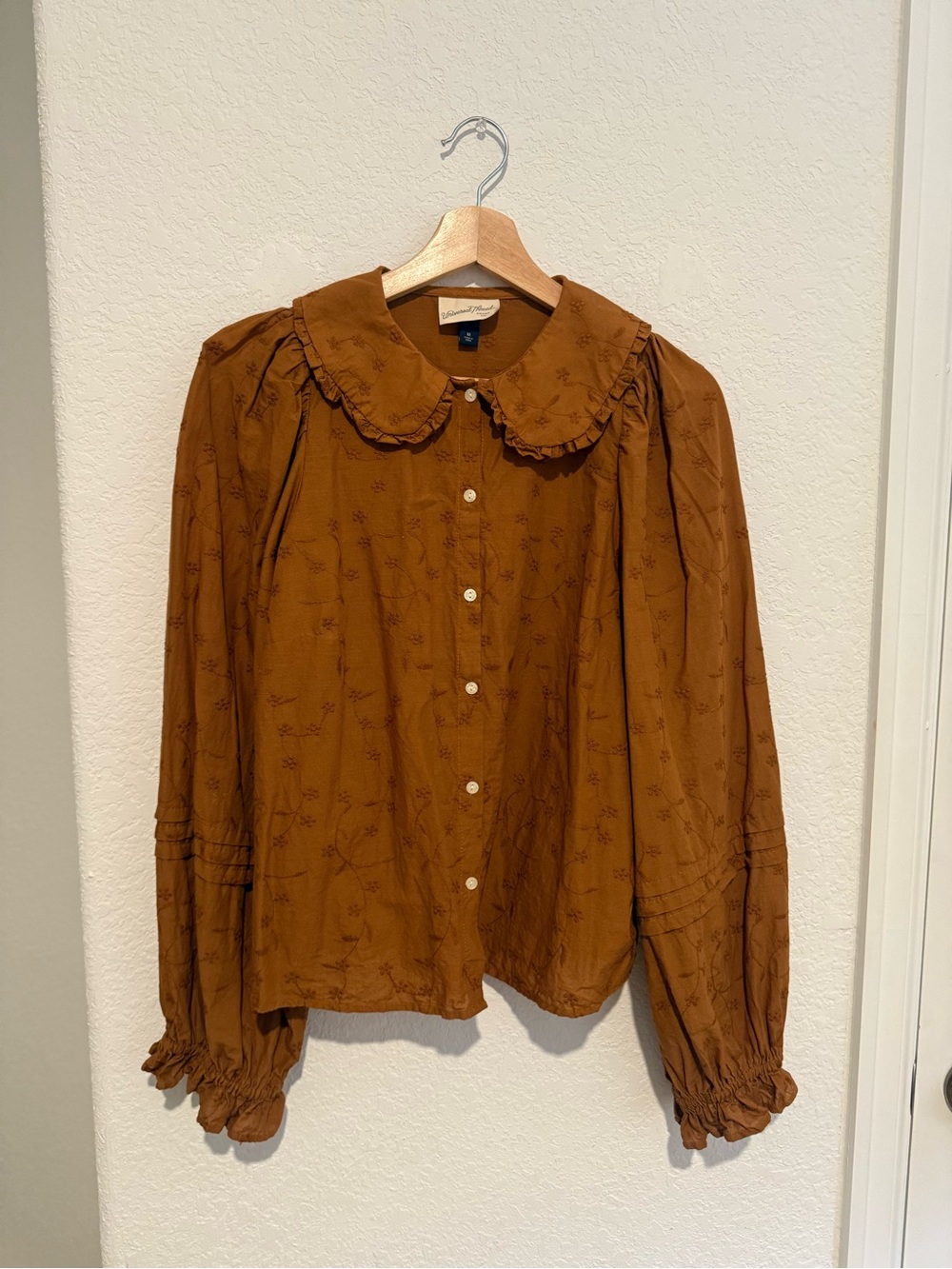 Universal Thread - Ruffle Collar Button-Down Blouse - Rust